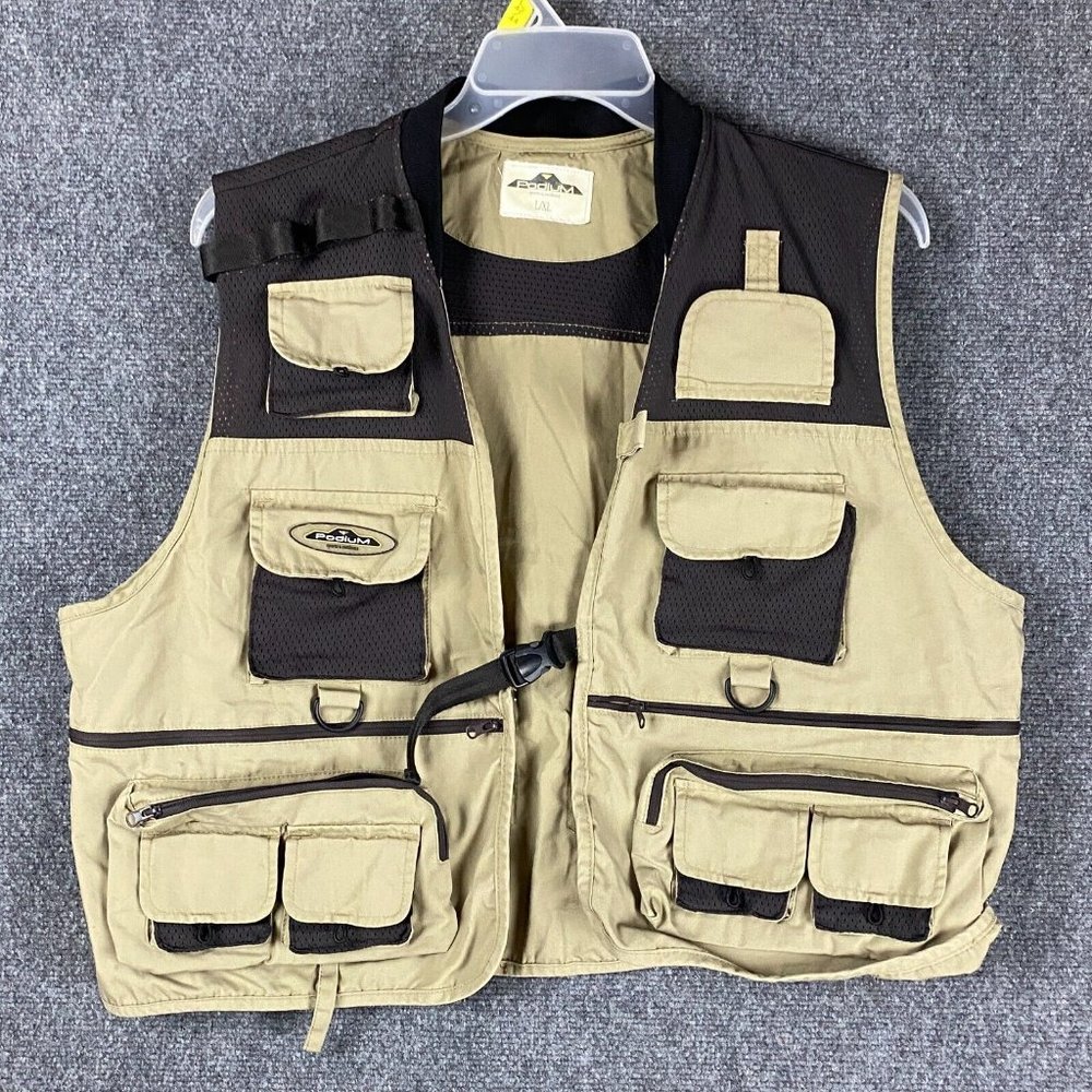 Podium Hiking Vest L/XL Men's Sports & Outdoors Utility Pockets Polyester Blend